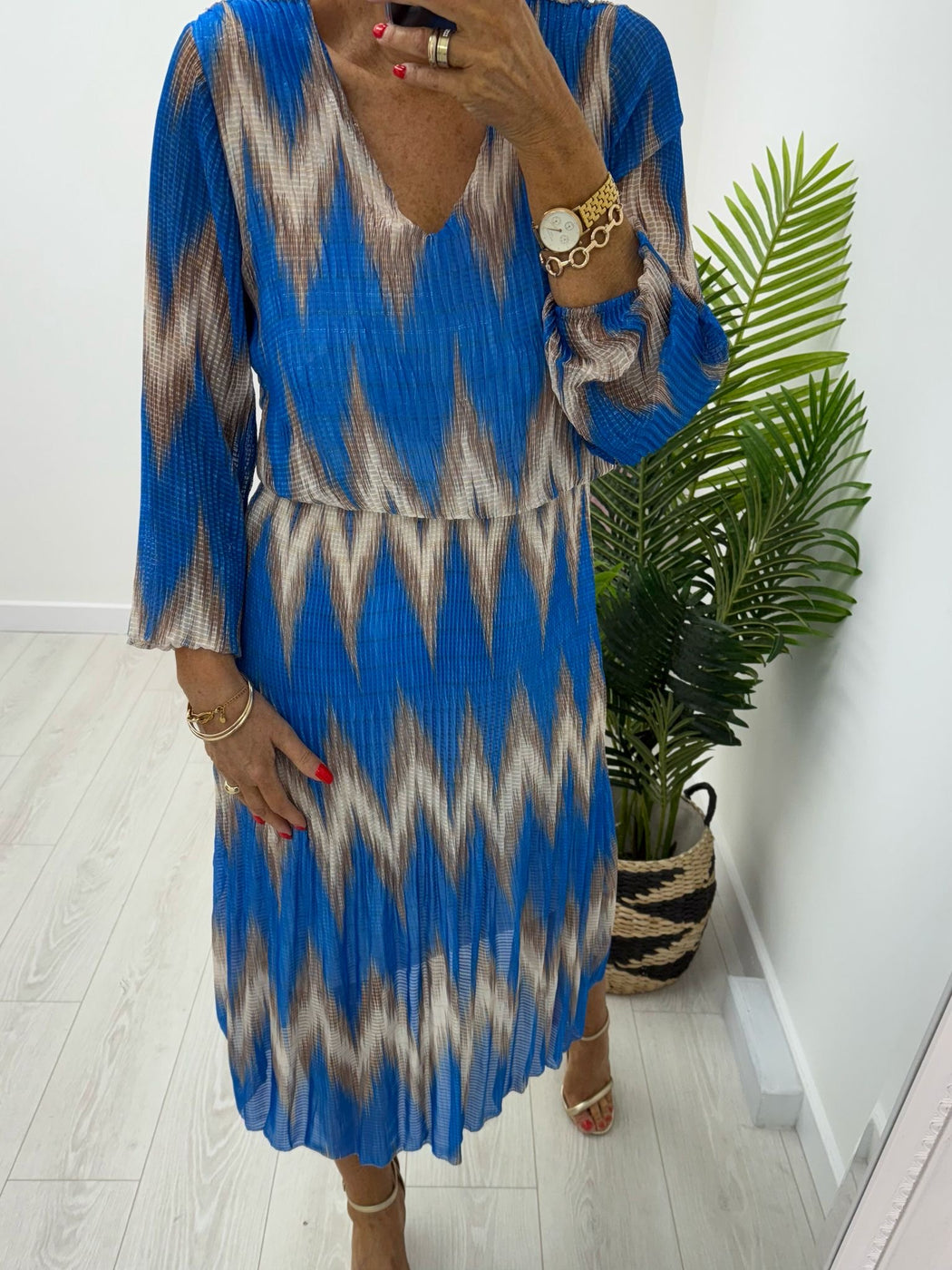 Faye blue  print midi