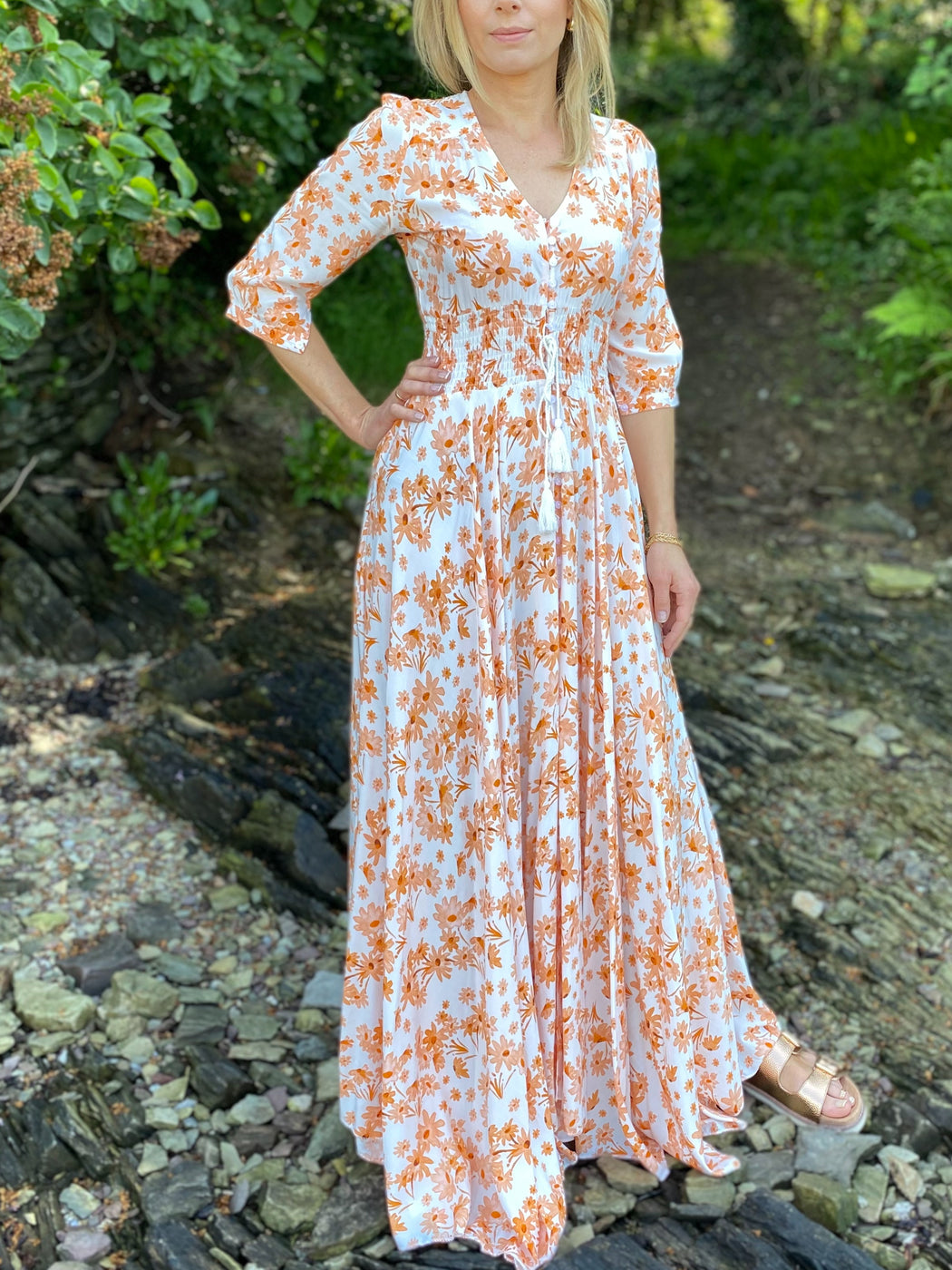 Indiana apricot print maxi