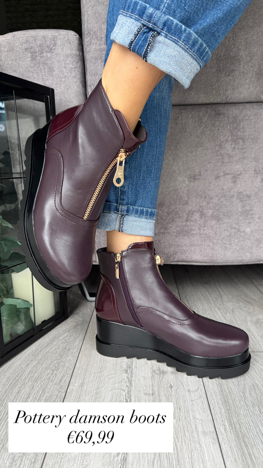 Pottery damson boots