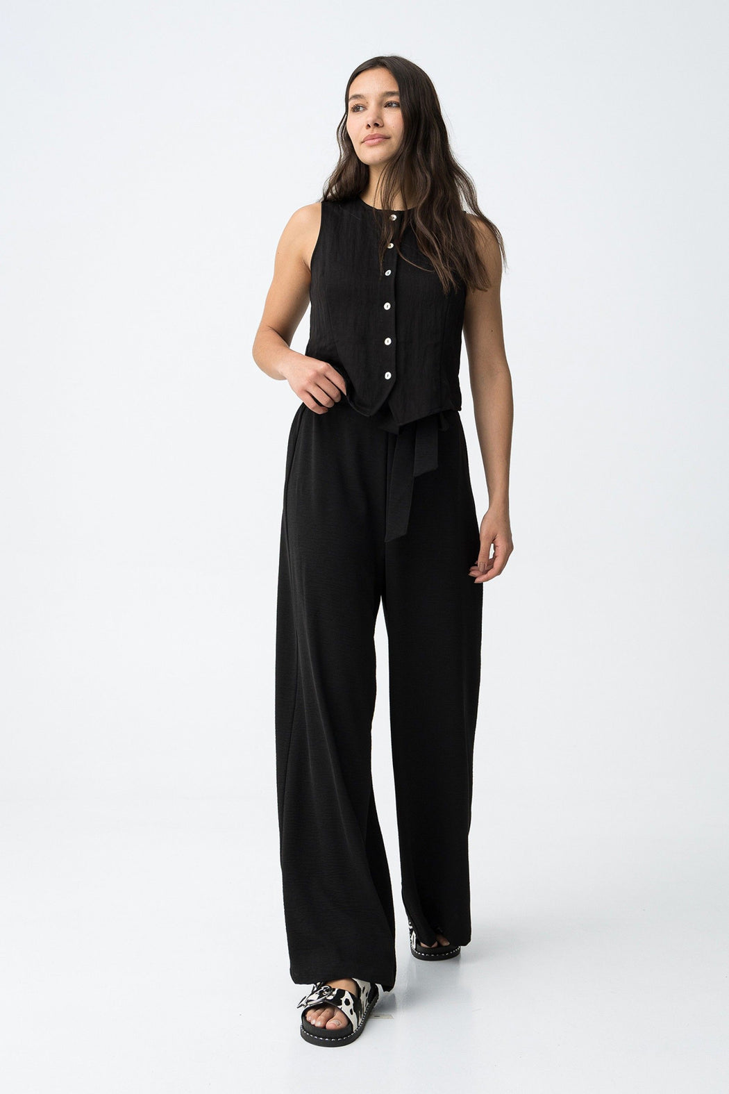 Daley black wide leg trousers