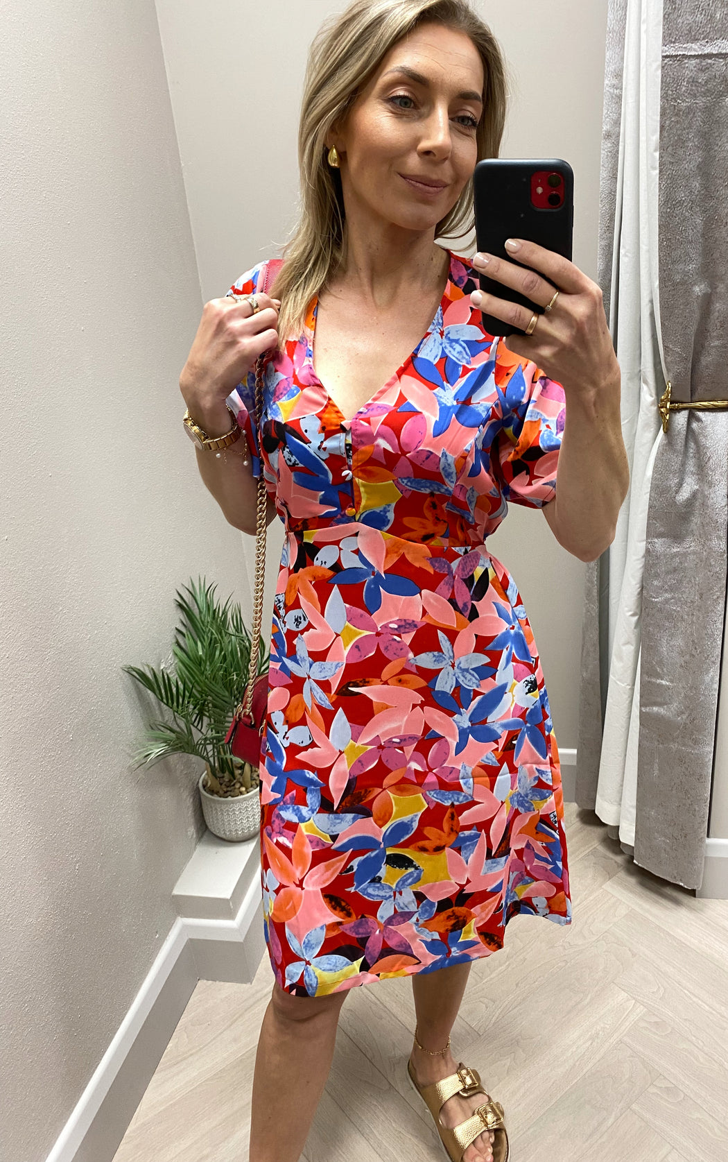 Nina pink floral dress