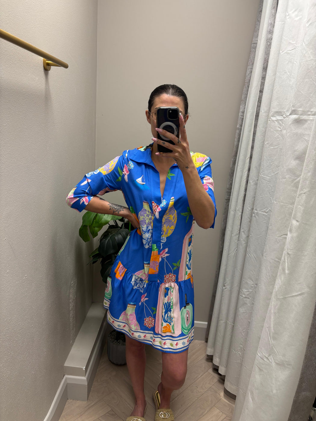 Juliet blue print  dress