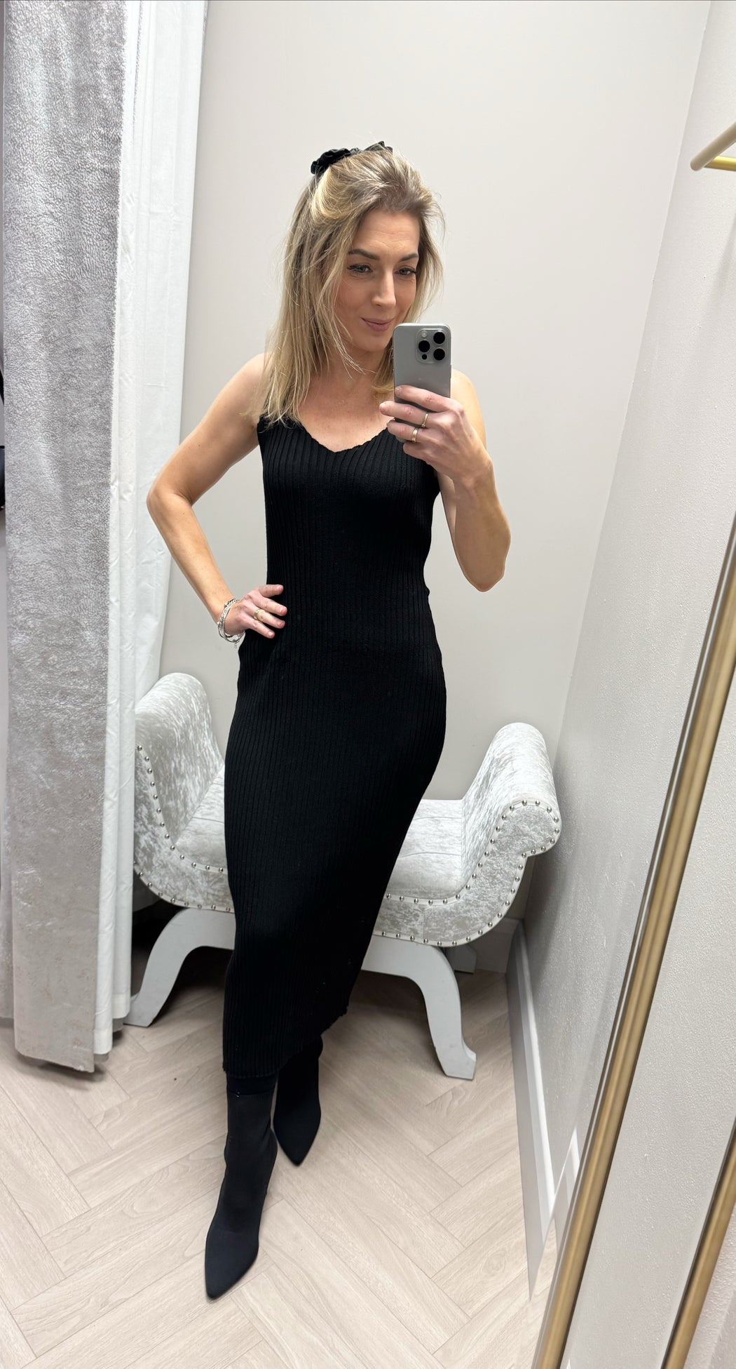 Amelia black knit dress