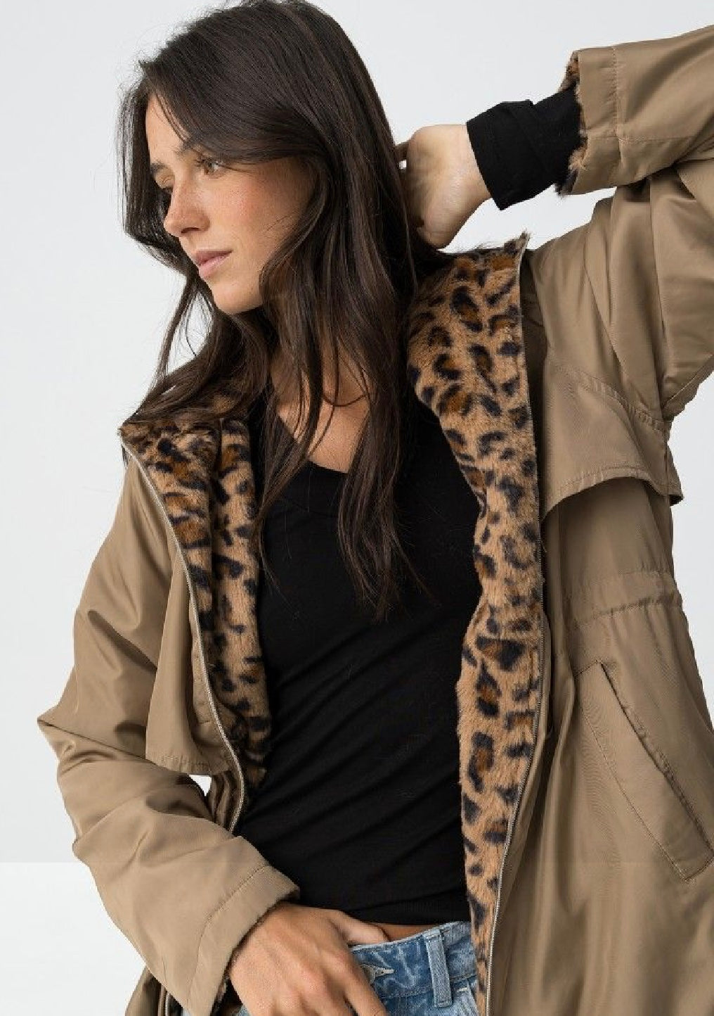 Rocky beige leopard reversible jacket