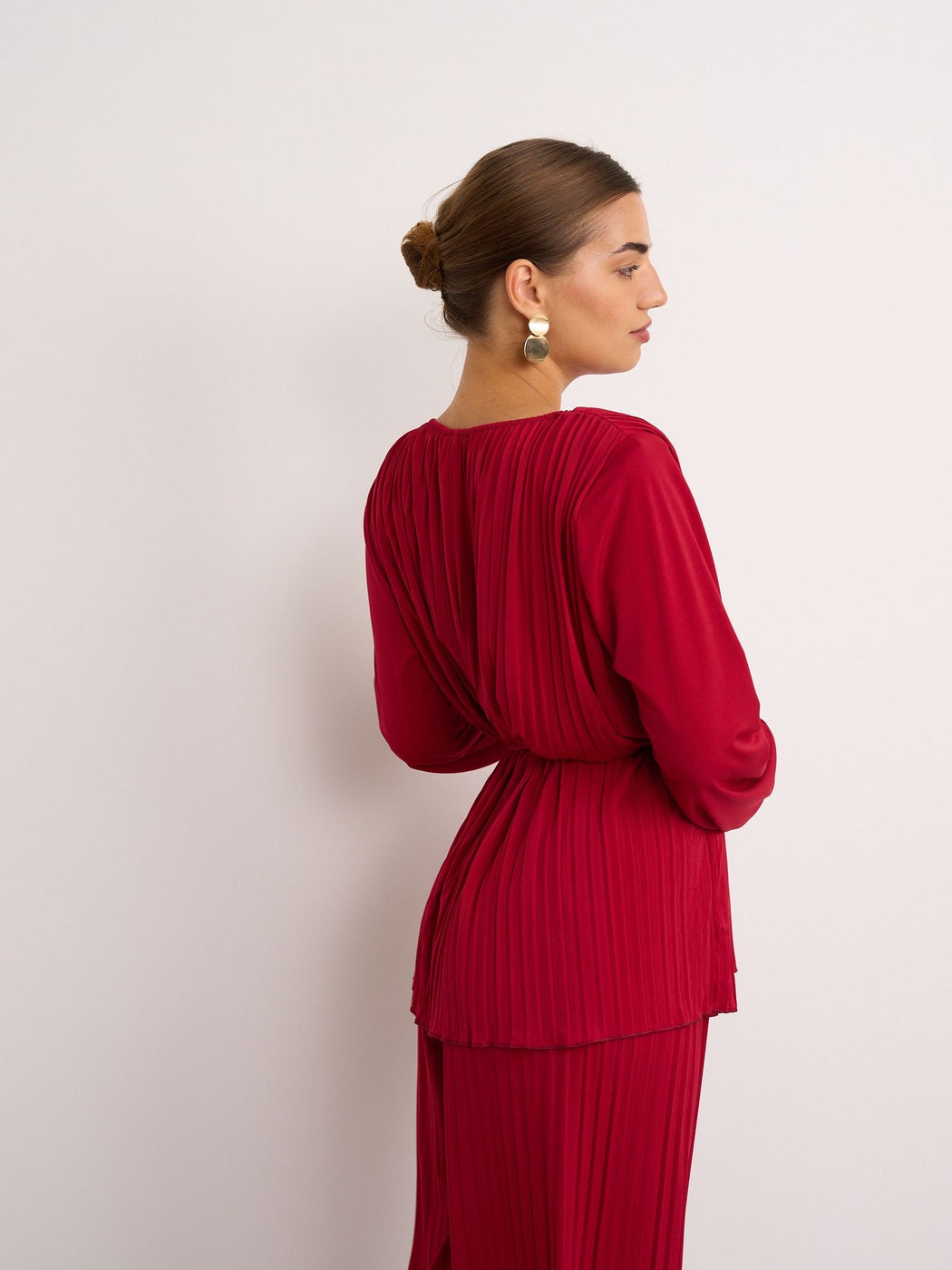 Wine pleated co ord set