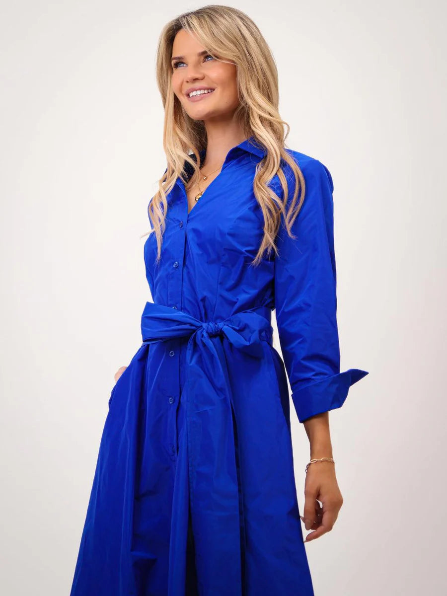 ROYAL BLUE VICTORIA TAFFETA MIDI DRESS