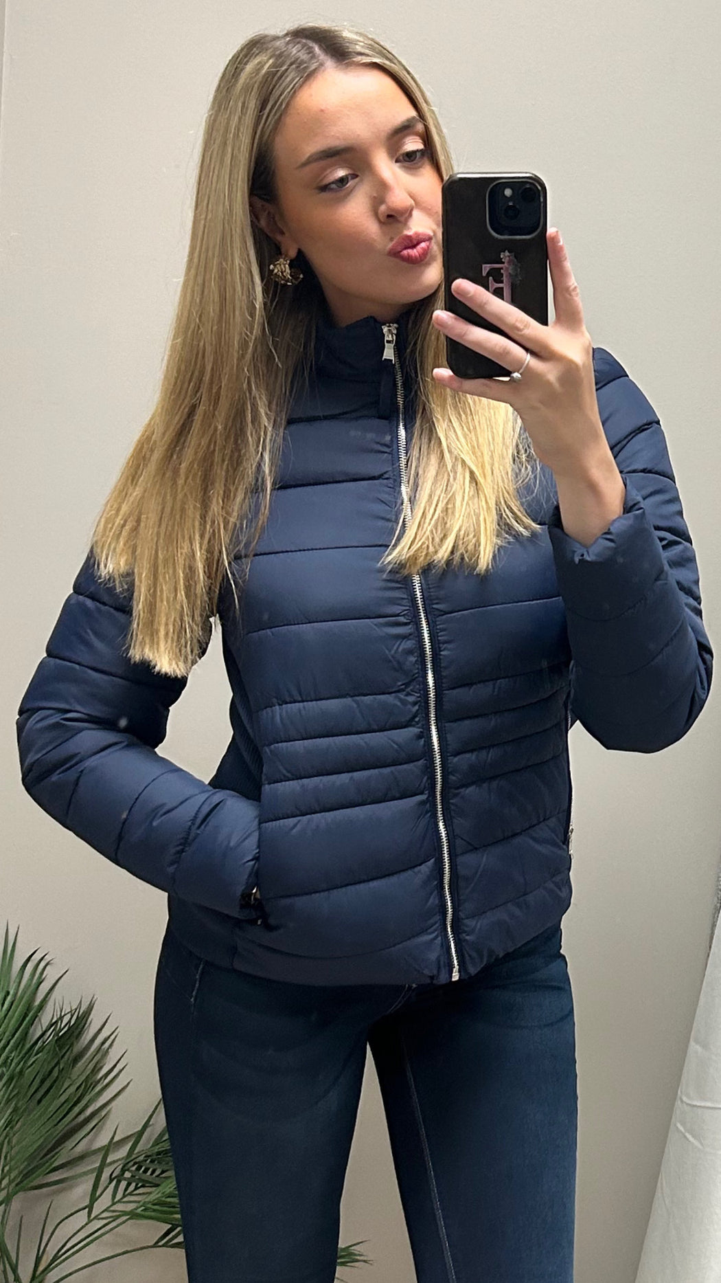 Evelyn navy puffa jacket