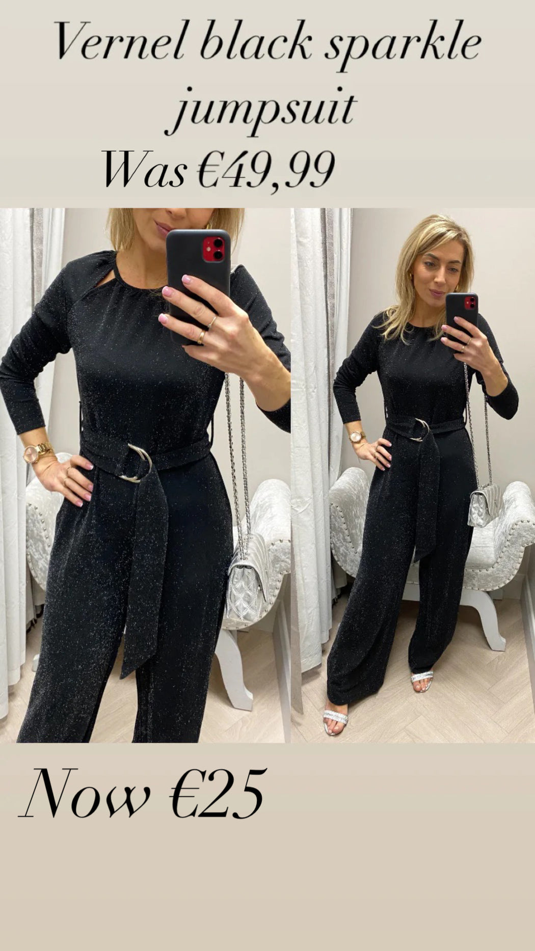 Vernel black sparkle jumpsuit