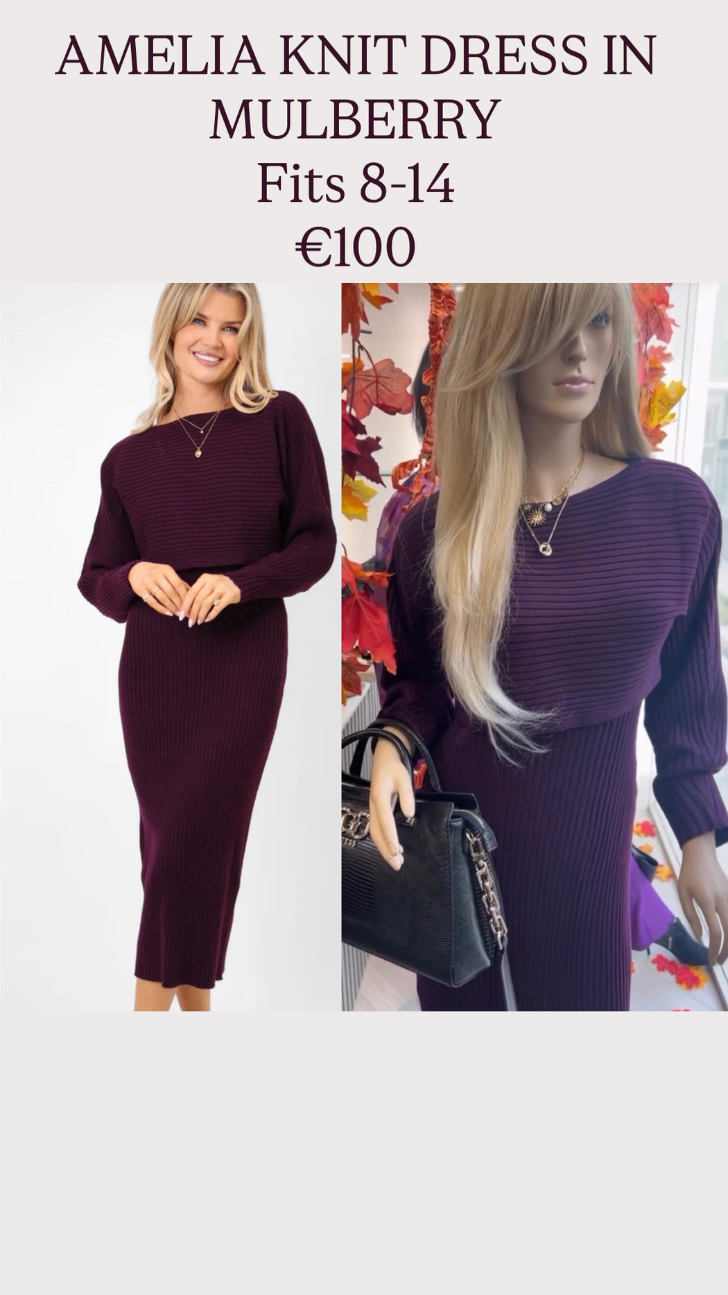 AMELIA KNIT DRESS IN MULBERRY