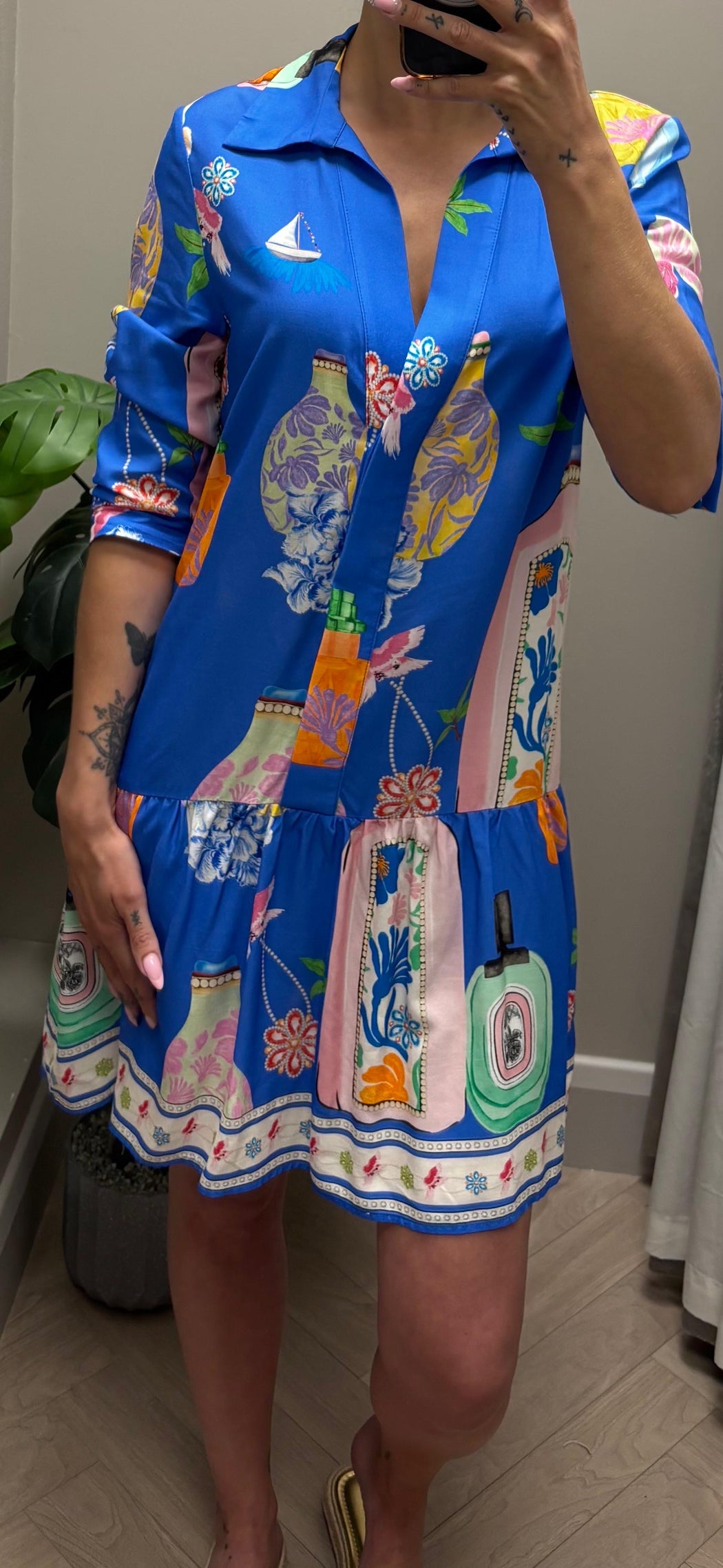 Juliet blue print  dress