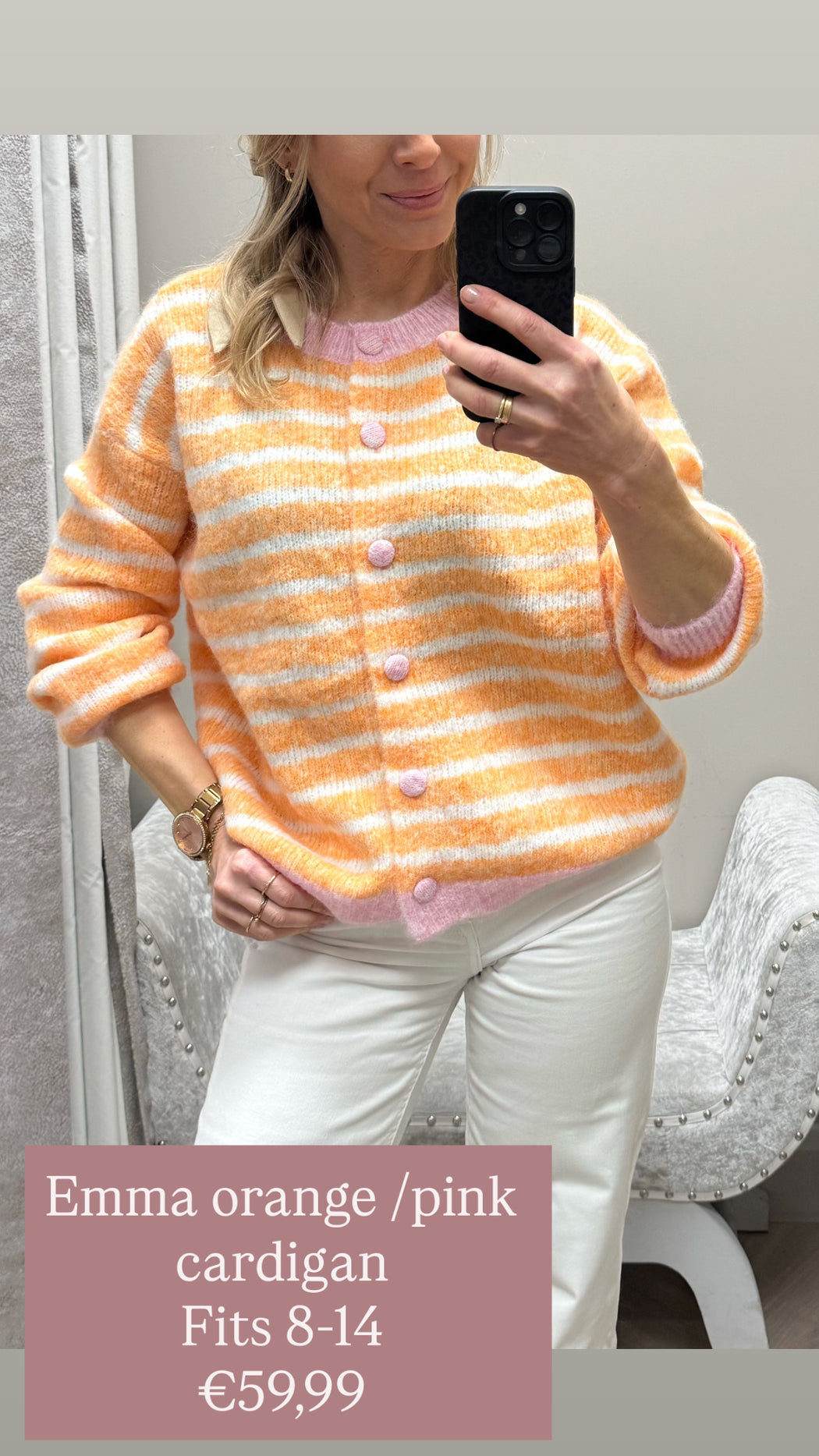 Emma  orange /pink cardigan