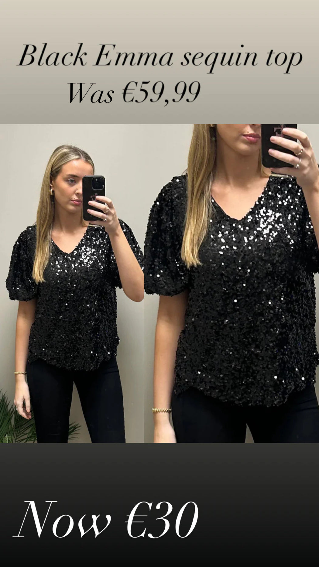 Black  Emma sequin top