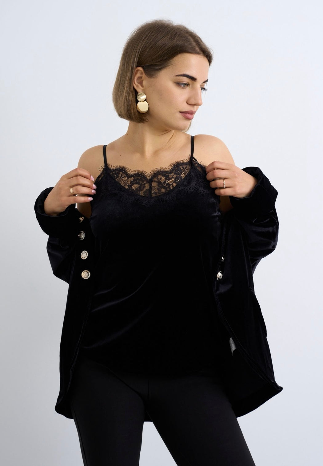 Black velvet  lace cami