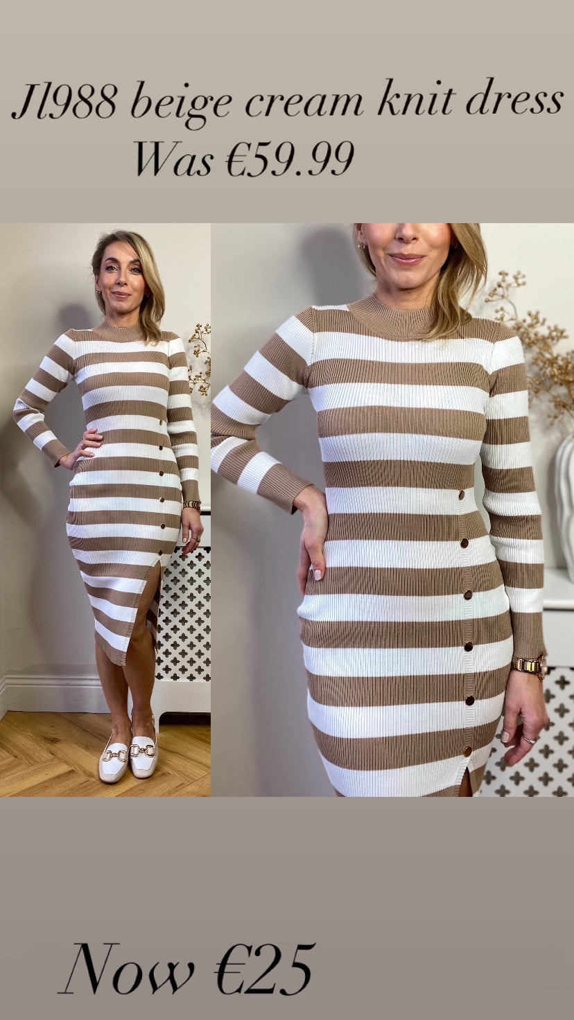 Jl988 beige cream knit dress