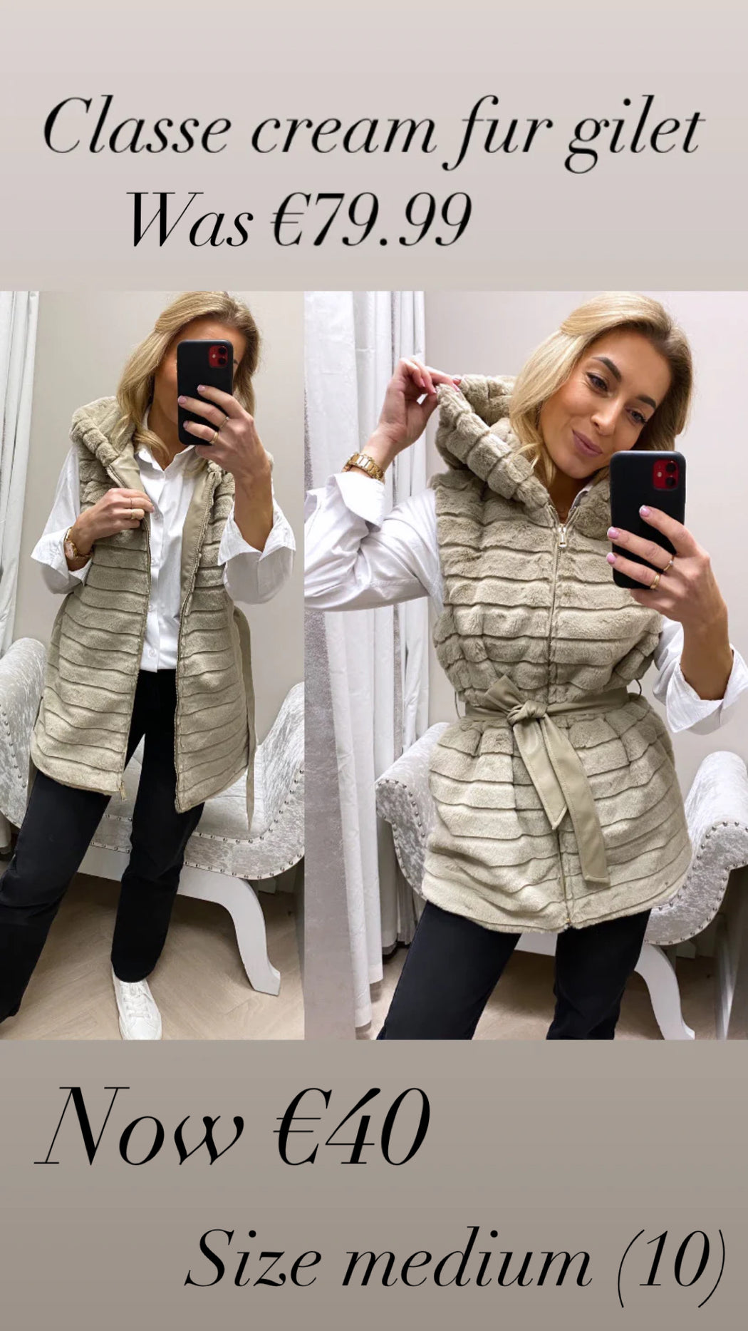 Classe cream fur gilet