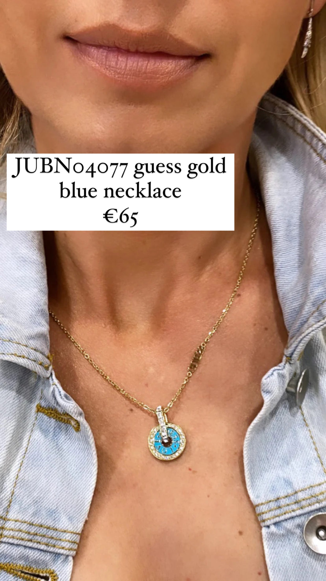 JUBN04077 guess gold blue necklace