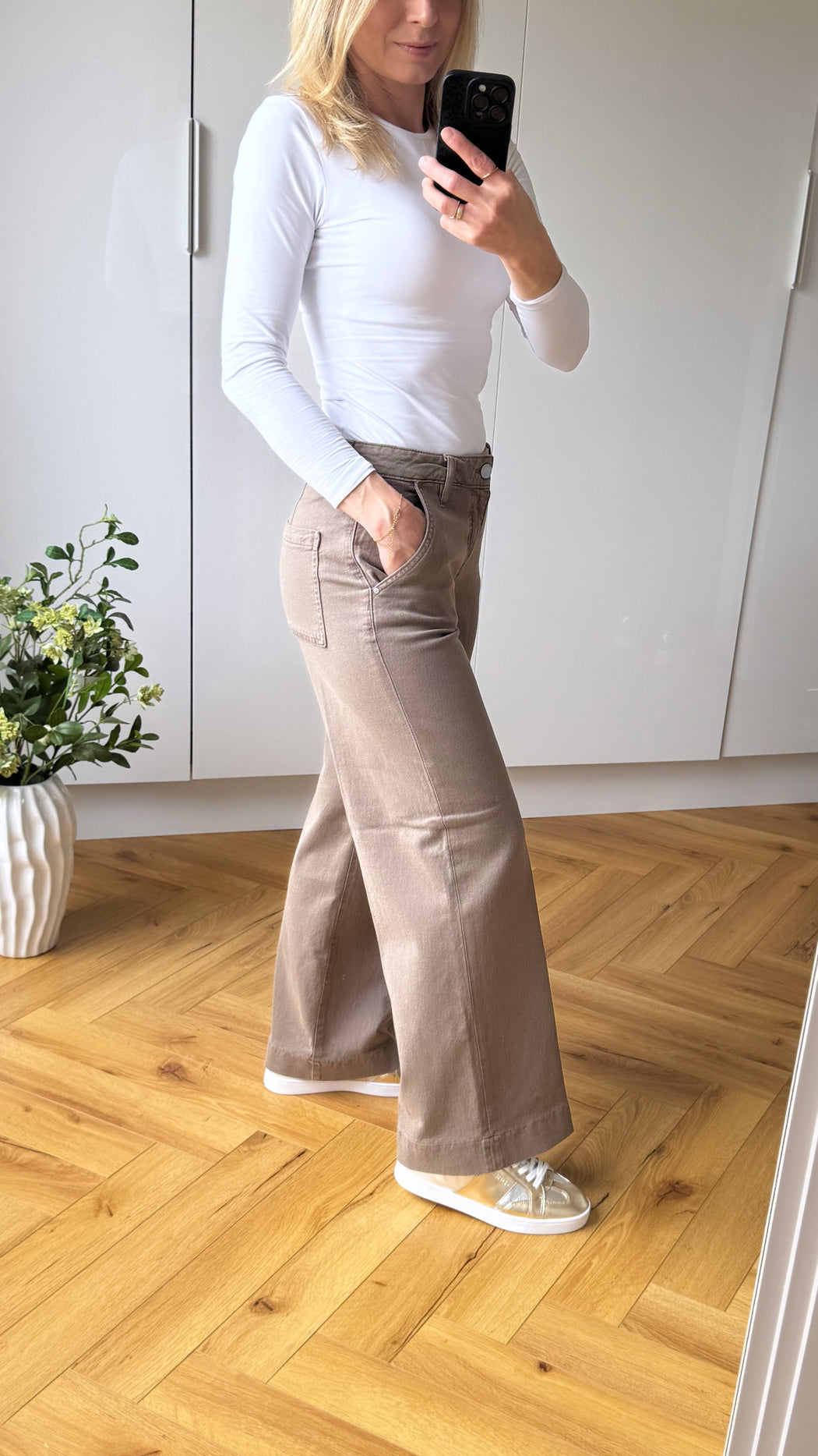 Zoya guess wide leg cropped jeans  taupe w5ra1Lwfxva- G1EC