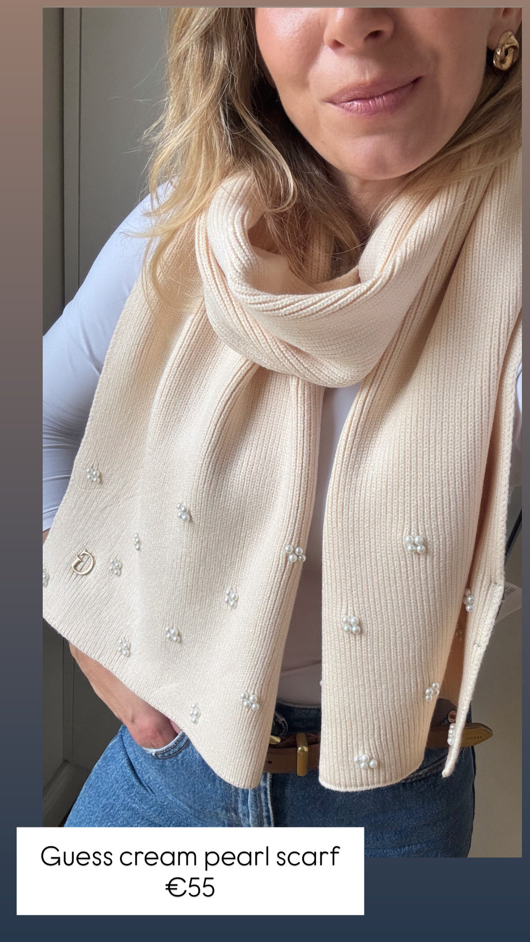 Guess cream pearl scarf AW5636VIS03 - OFF