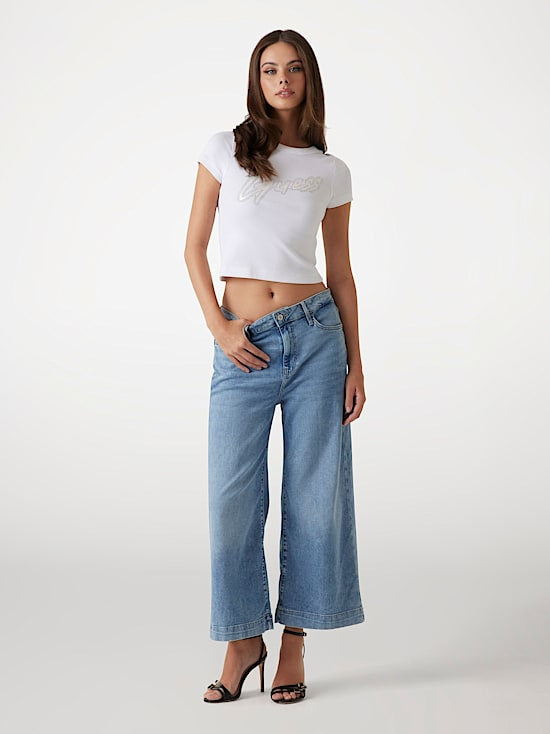 Guess bellflower wide leg cropped jeans W5GA2ED5O90