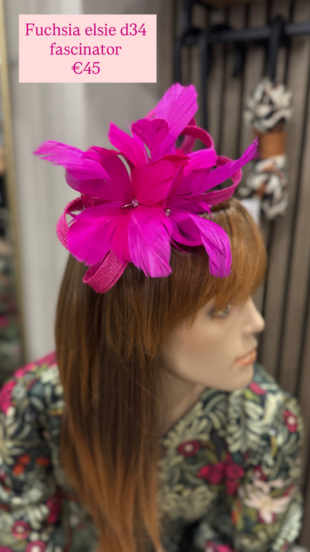 Fuchsia elsie d34 fascinator