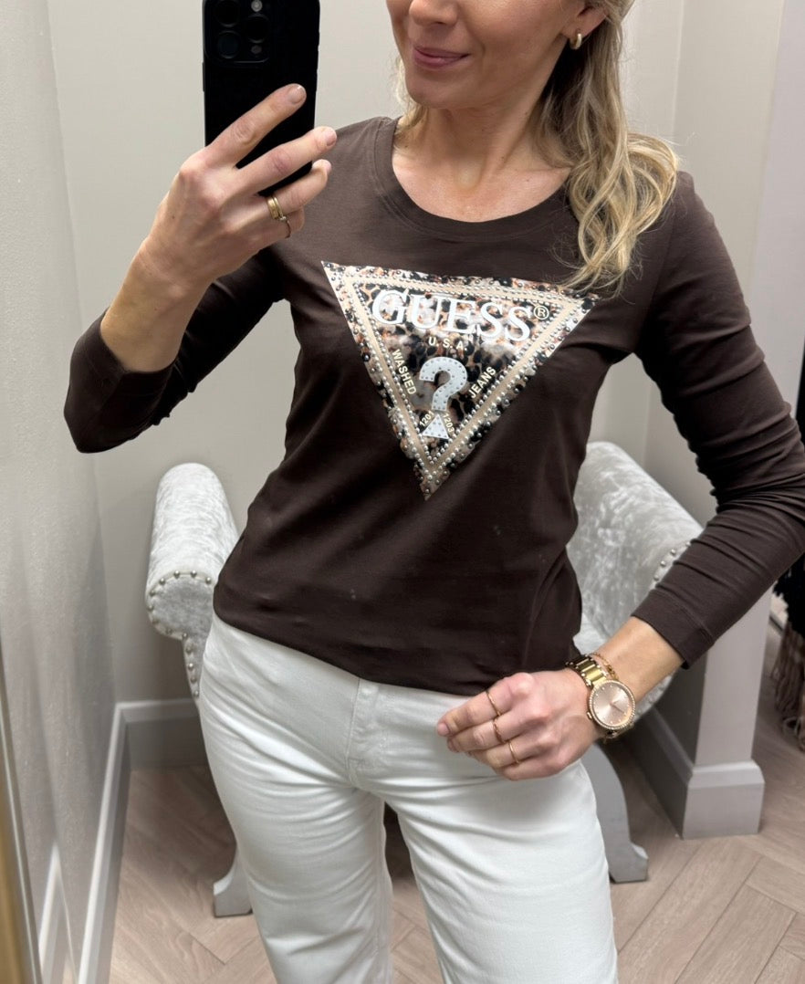 Guess brown long sleeved top w6r133j1314-GIEA
