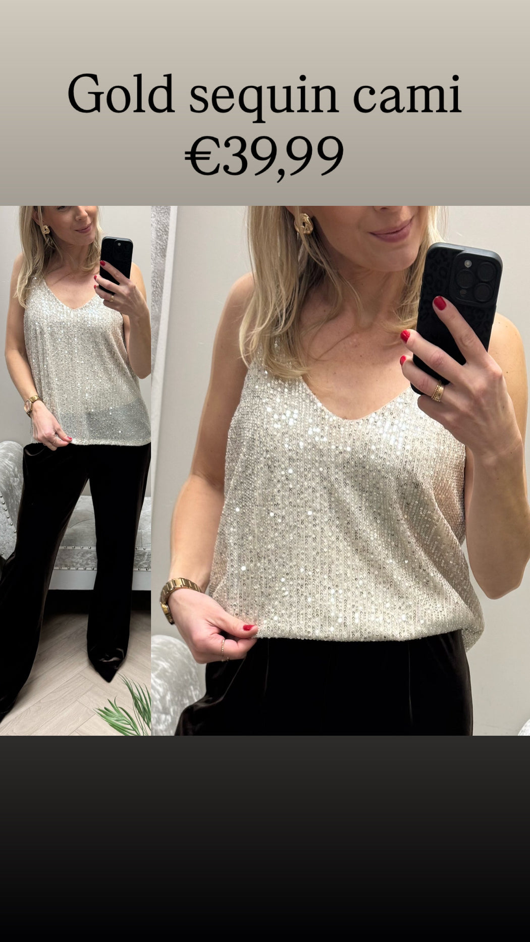 Gold sequin cami