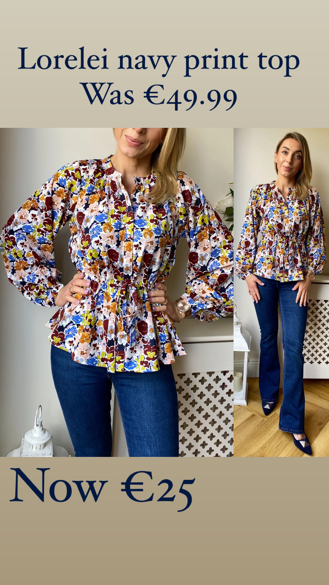 Lorelei navy print top