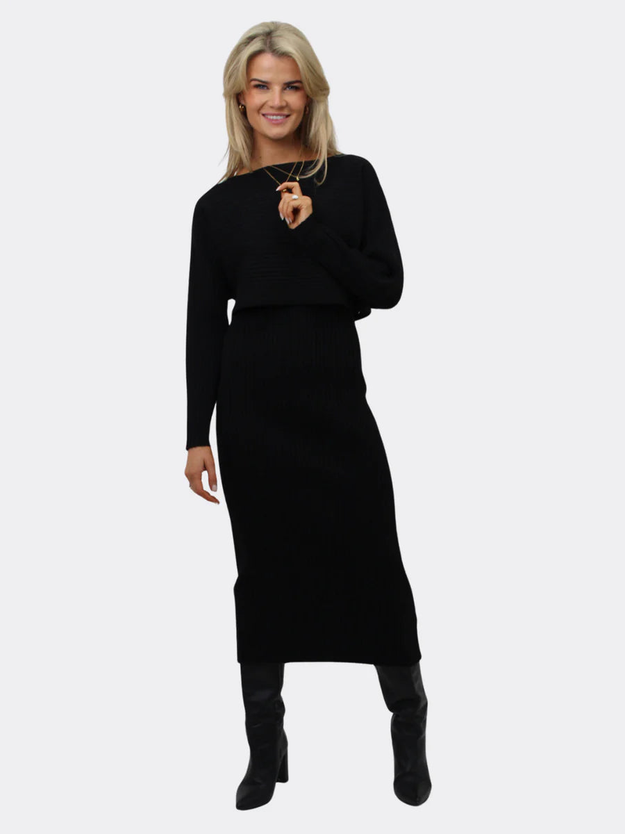 Amelia black knit dress