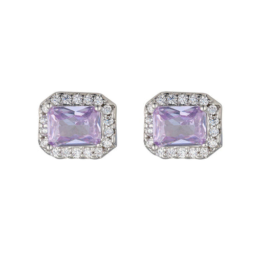 S253etr HORIZONTAL LAVENDER CZ EARRINGS