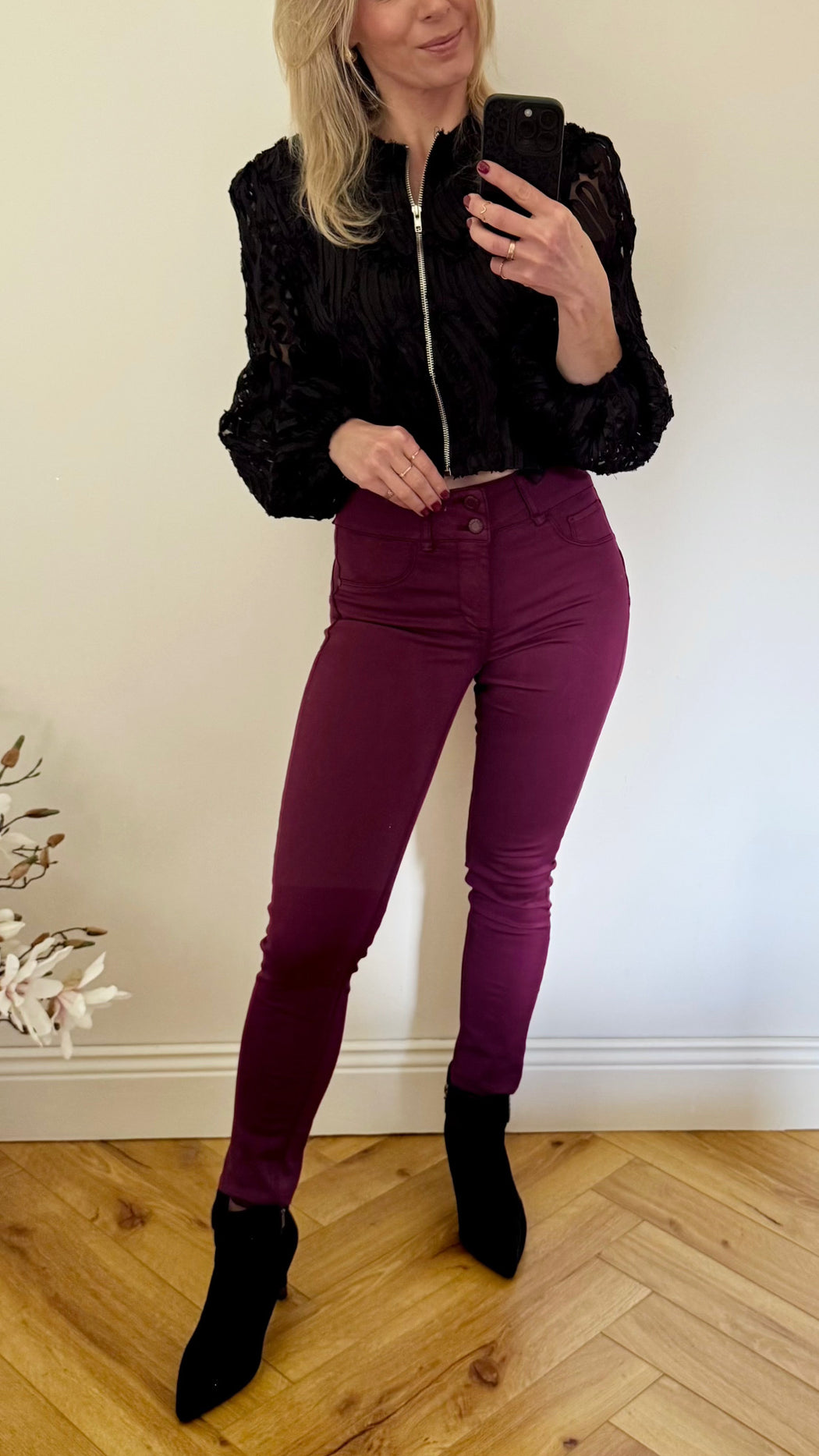 One size wine double up jeans