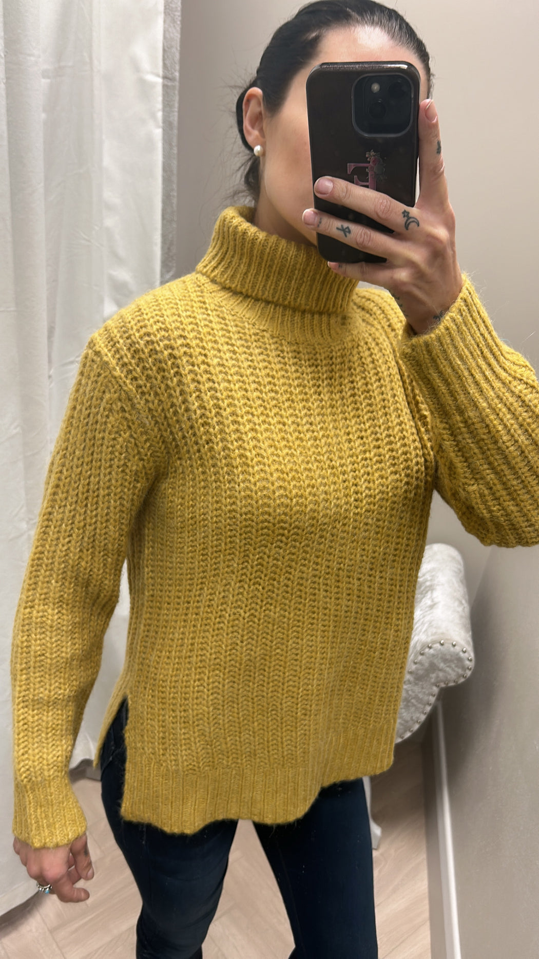 Taigete mustard turtle neck knit