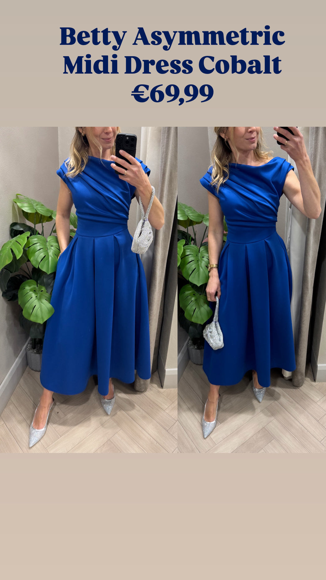 Betty Asymmetric Midi Dress Cobalt
