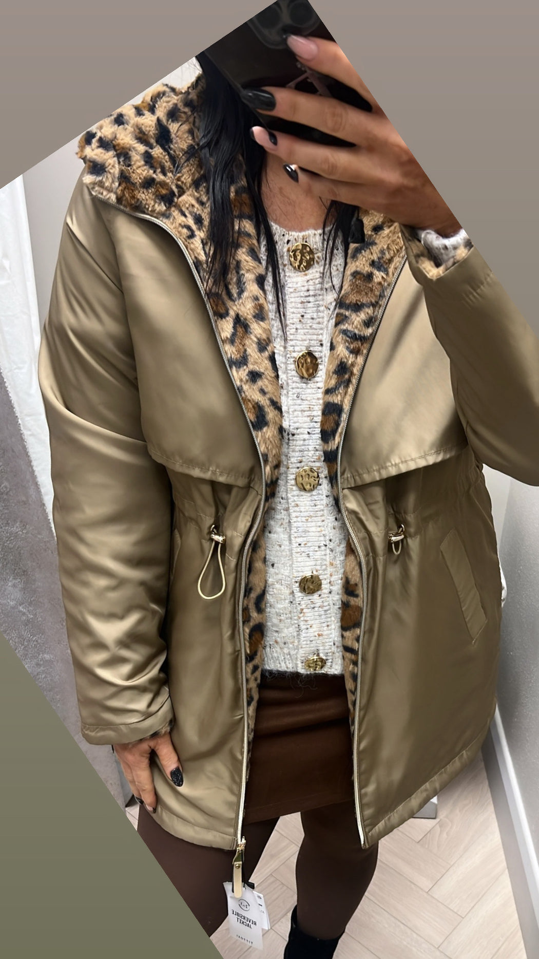 Rocky beige leopard reversible jacket