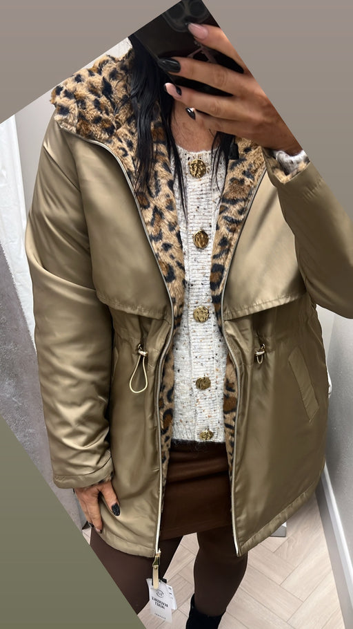 Rocky beige leopard reversible jacket