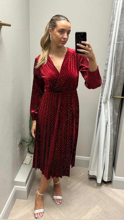 Zara red velvet sparkle midi