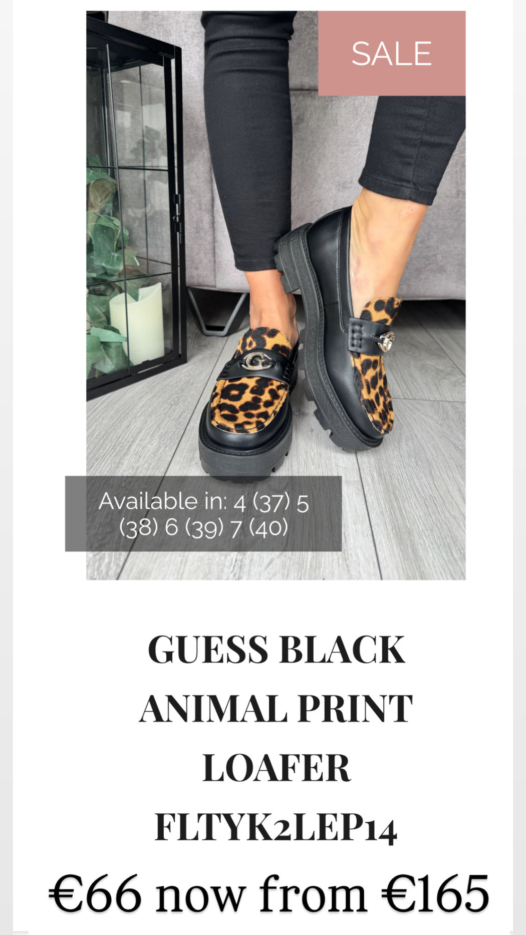 Guess black animal print loafer FLTYK2LEP14