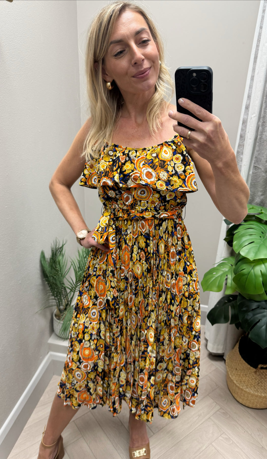 Grace black traffic print dress