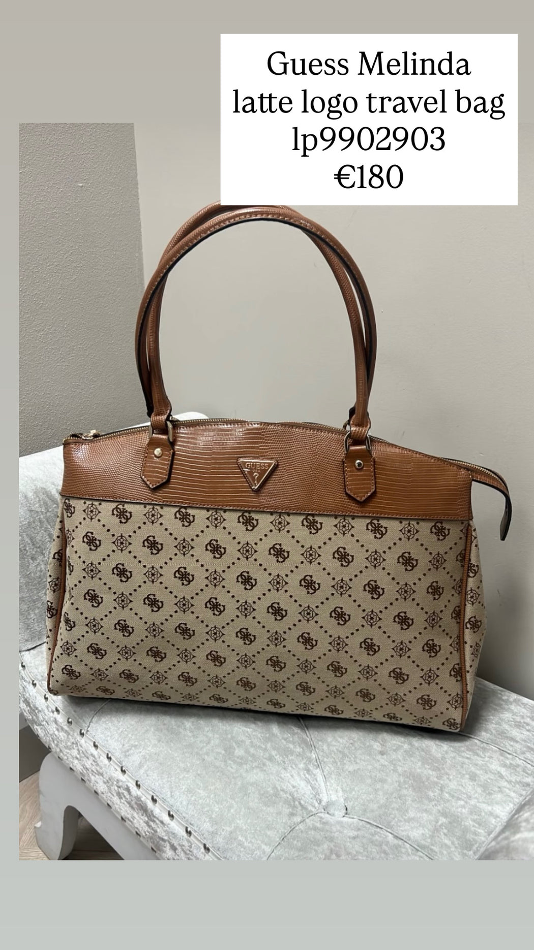 Guess Melinda latte logo travel bag lp9902903