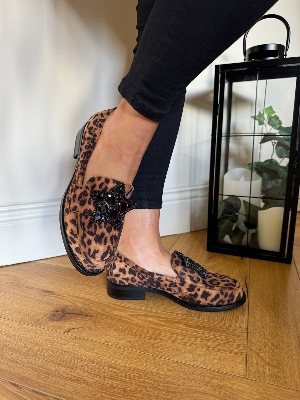 Afyon one leopard star loafer
