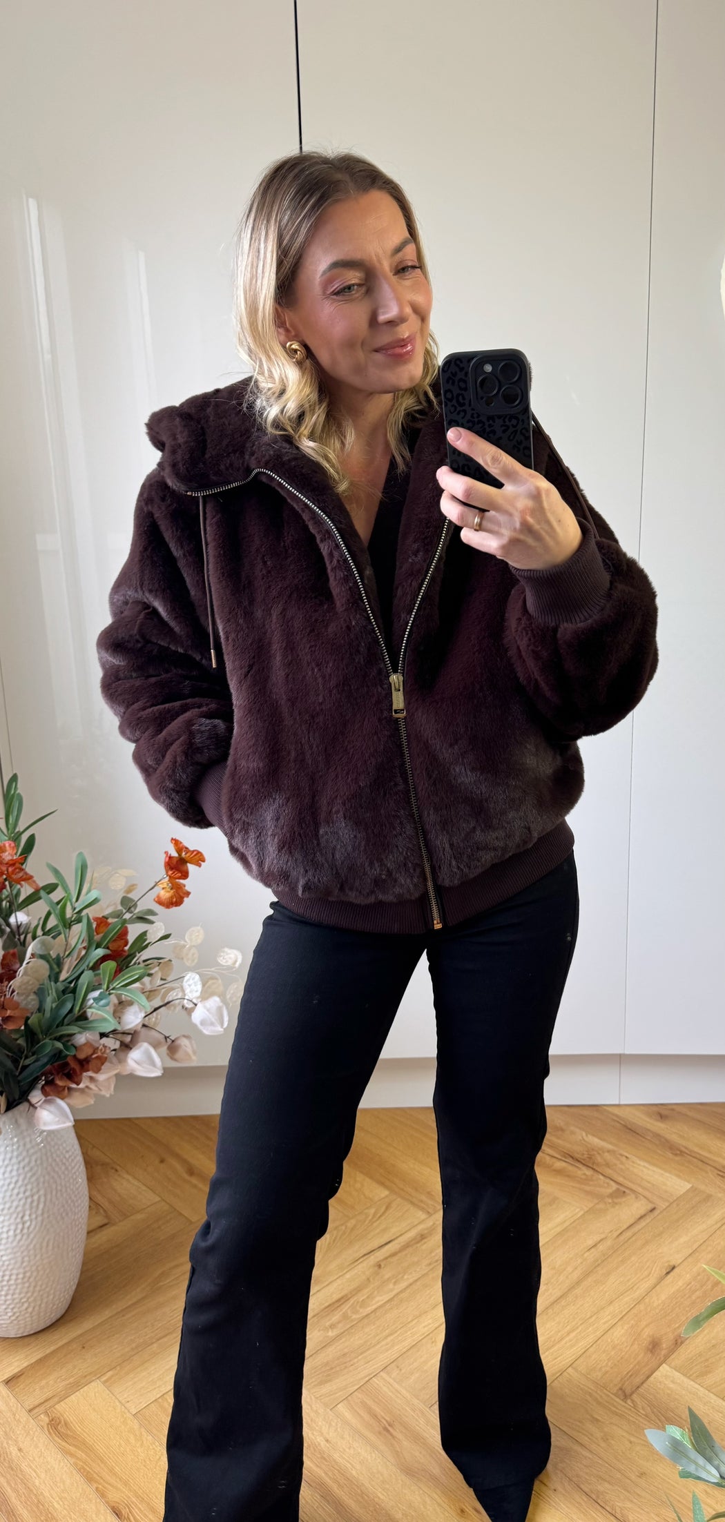 Guess brown lucrezia faux fur jacket w5bl66w3890