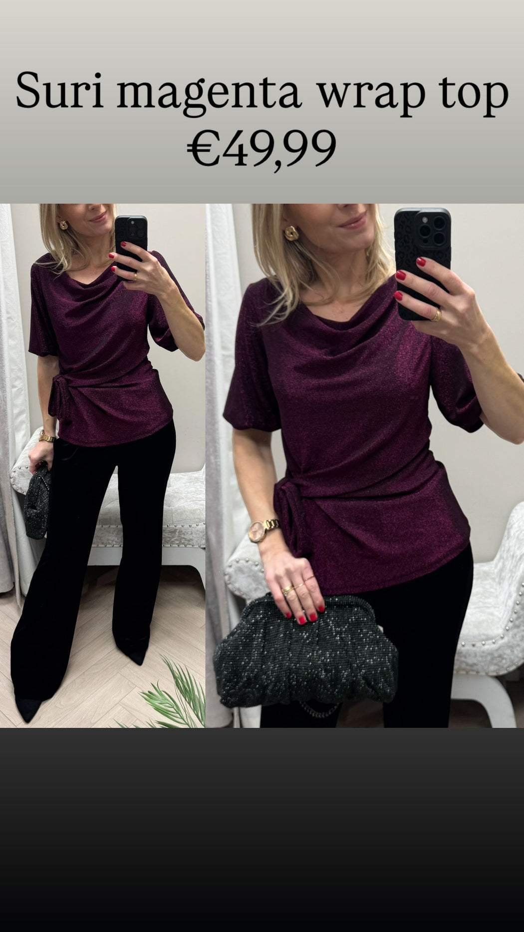 Suri magenta wrap top