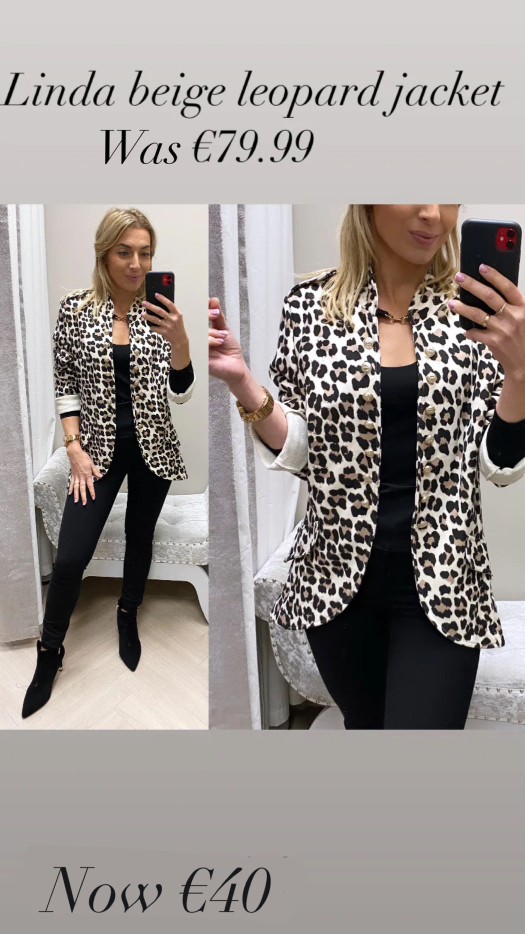 Linda beige leopard jacket