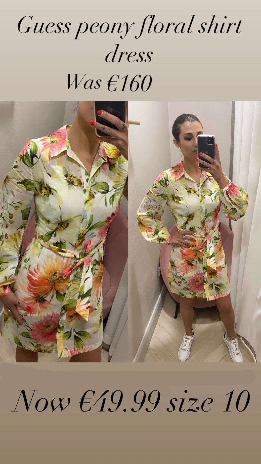 Guess peony floral shirt dress W5GK65WH6C0