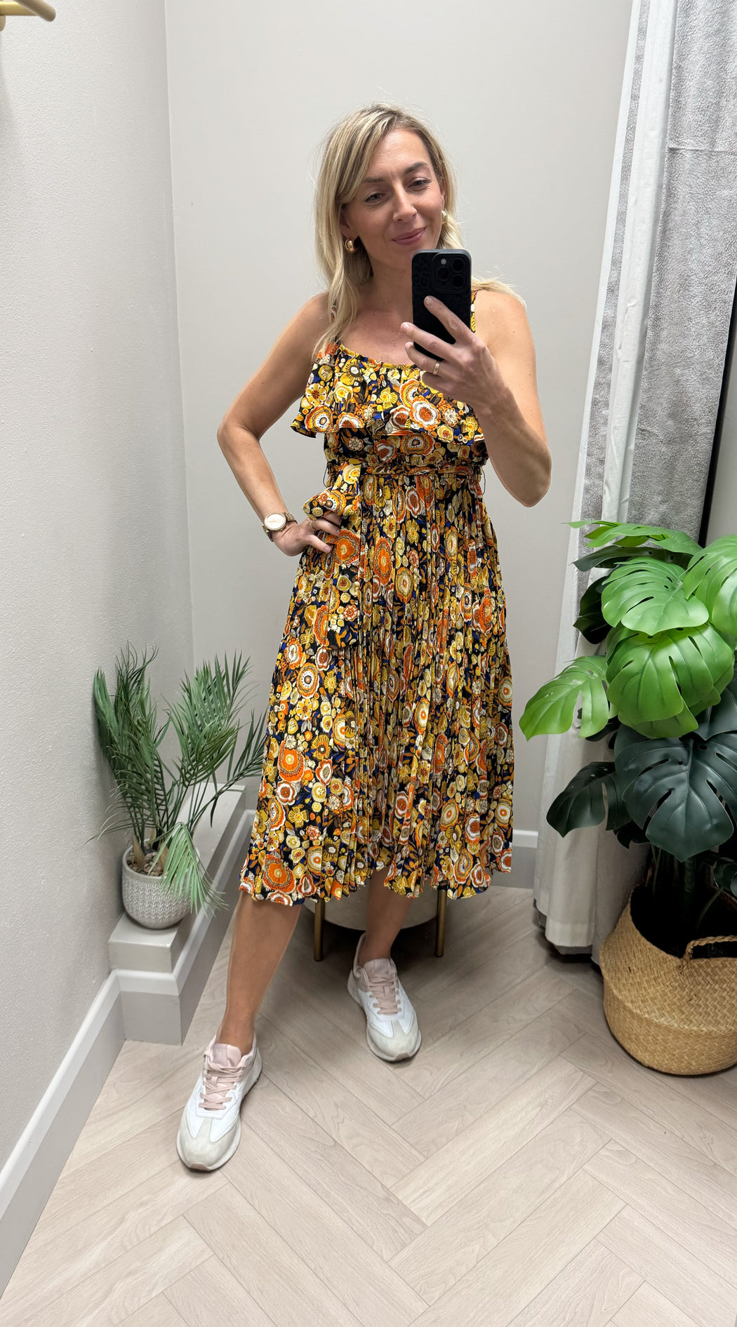 Grace black traffic print dress