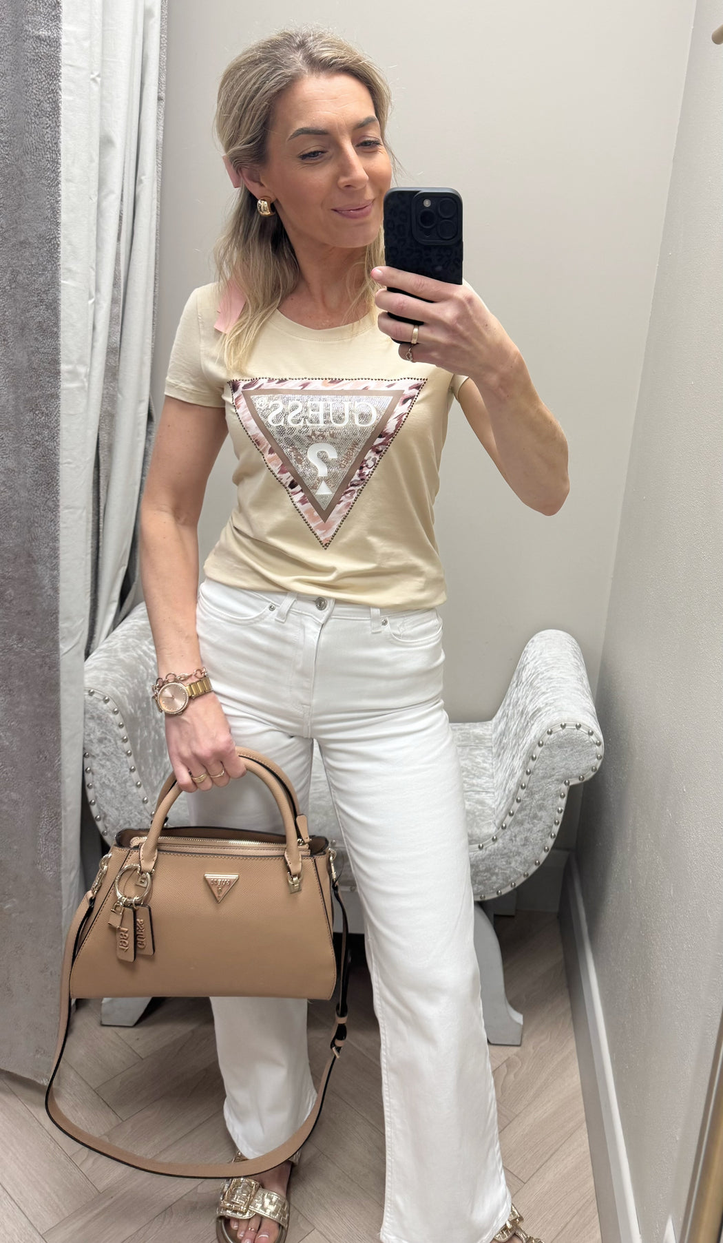 Guess beige noelle satchel bag ZG787907