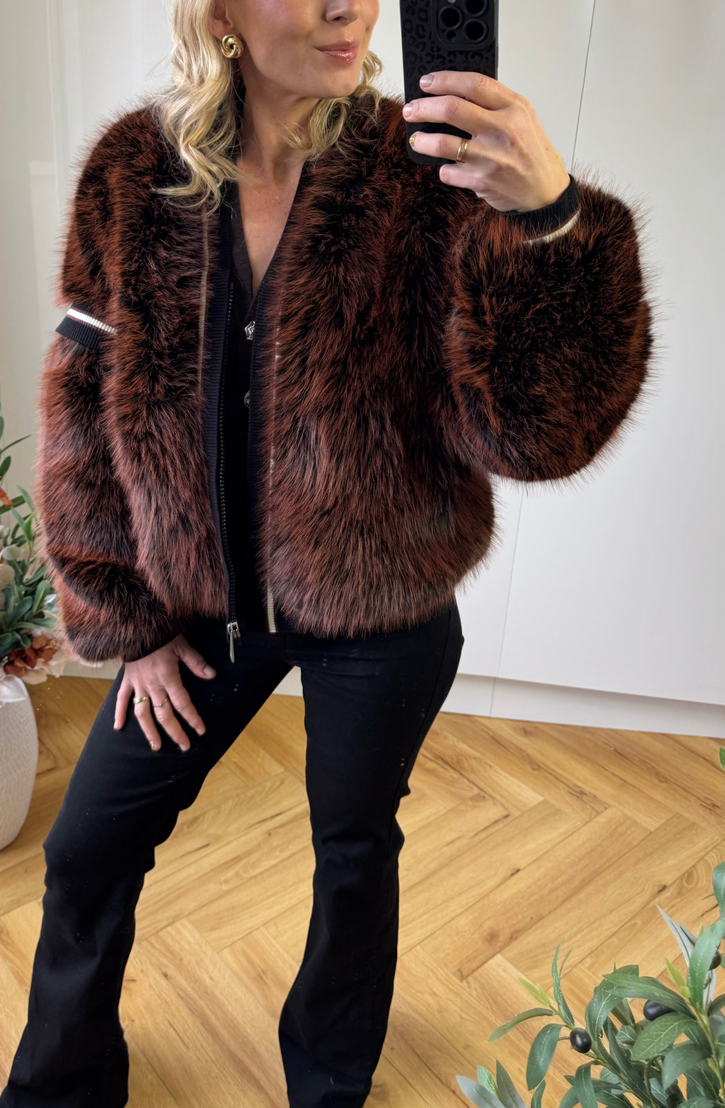 Guess Katia faux fur rib bomber
