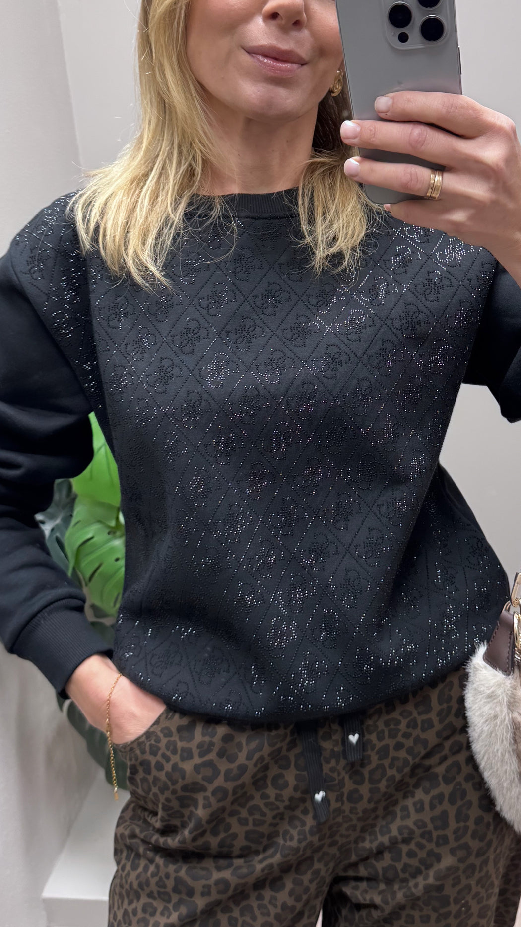 Guess black all over logo sweater w6bq14k6060