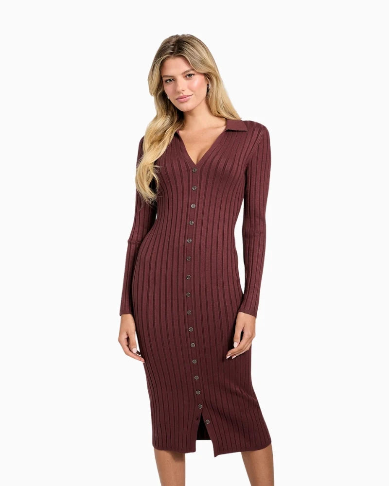 Guess plum Eco Miranda rib Dress