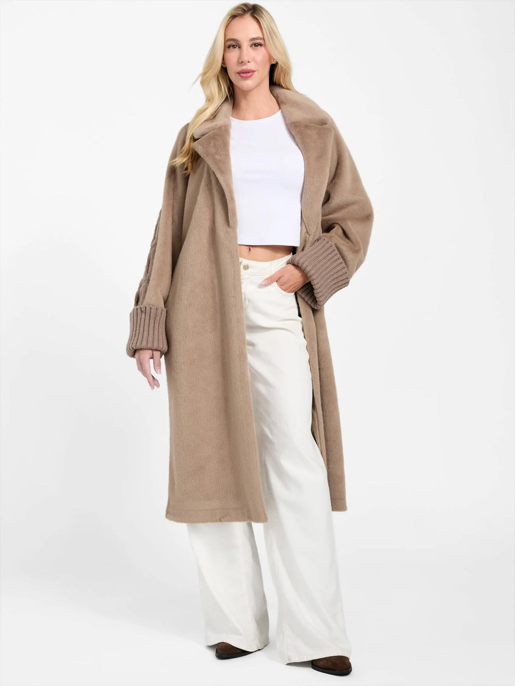 Guess Lucrezia Fur Knit Coat. W5BL63W4200