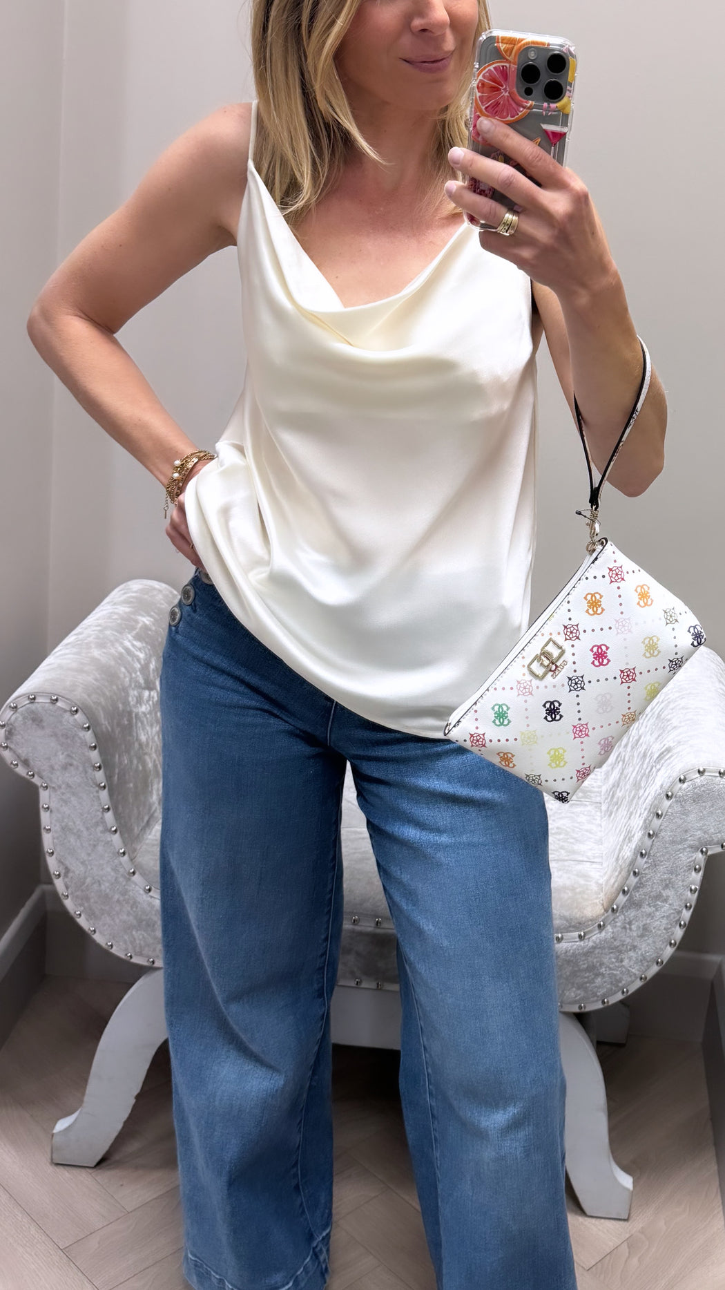 Burro cream azalea satin cami top